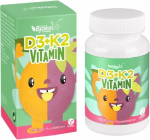 Bjökovit Vitamin D3 + K2 Tabletten Kinder Pfirsich - Maracuja...