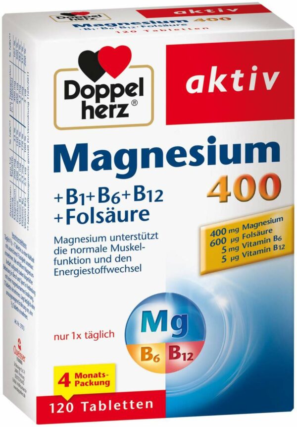 Doppelherz Magnesium 400 + B1 + B6 + B12 + Folsäure 120 Tabletten