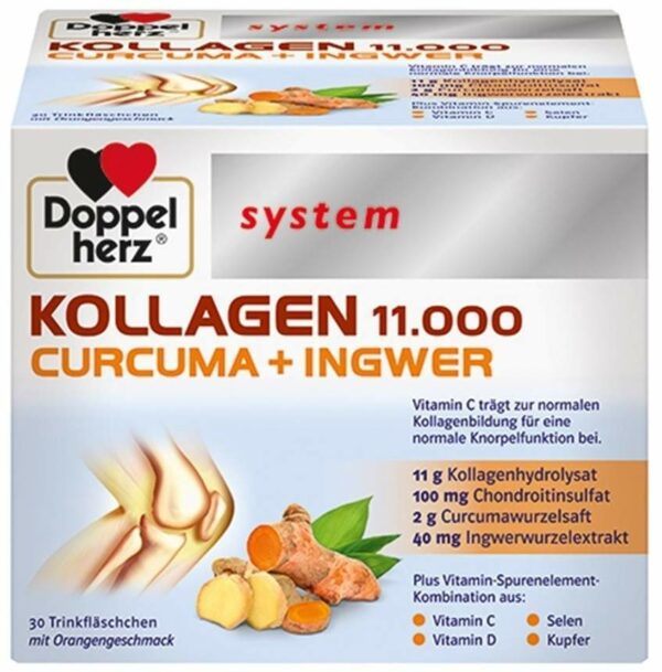 Doppelherz system Kollagen 11.000 Curcuma + Ingwer 30 x 25 ml Ampullen