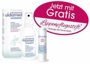 Aldiamed Mundspray zur Speichelergänzung 50 ml + gratis Lippenpflegestift