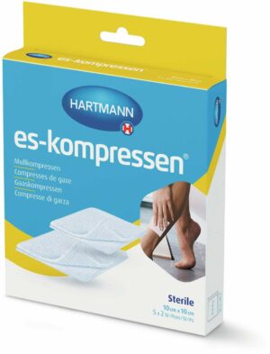 ES Kompressen steril 10 x 10 cm 8fach 17fädig 5 x 2 Stück