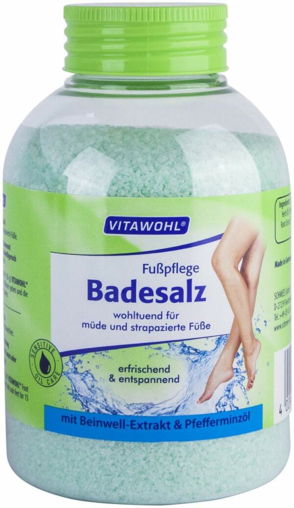 Fußpflege Badesalz Beinwell + Pfefferminzöl Vitawohl 600g