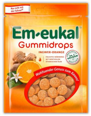 Em Eukal 90 G Gummidrops Ingwer Orange Zuckerhaltig