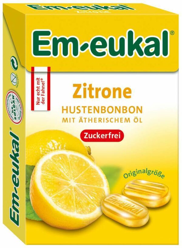 Em Eukal Zitrone Bonbons Box 50 G Zuckerfrei