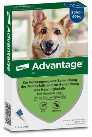 Advantage 400 Lösung Pipetten für Hunde ab 25 kg 4 Einzeldosispipetten