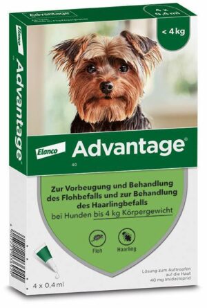 Advantage 40 Lösung für Hunde bis 4 kg 4 Einzeldosispipetten