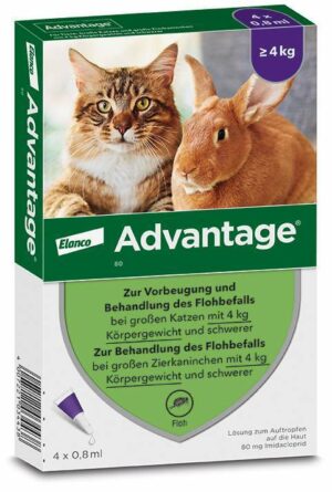 Advantage 80 mg für Katzen und Zierkaninchen über 4 kg 4 x 0