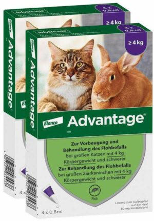 Advantage 80 mg für Katzen und Zierkaninchen über 4 kg 8 x 0