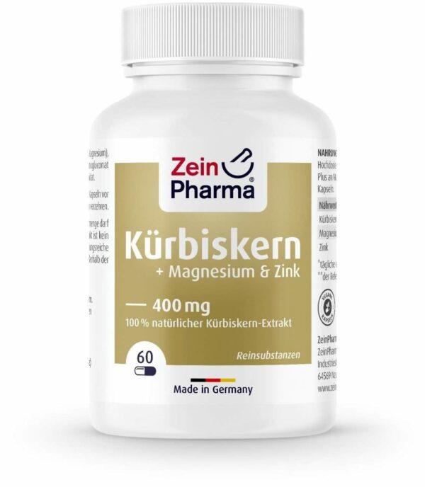 Kürbiskern Plus Zink und Magnesium Kapseln 400 mg 60 Stück