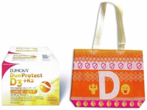 Eunova DuoProtect D3+K2 1000 I.E. 2 x 90 Kapseln + gratis Tasche