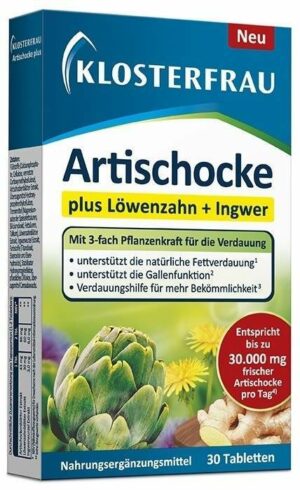 Klosterfrau Artischocke Plus Löwenzahn + Ingwer 30 Tabletten