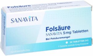 Folsäure Sanavita 5 mg 20 Tabletten