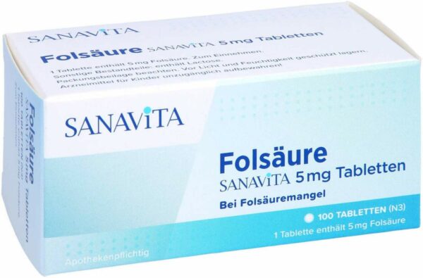 Folsäure Sanavita 5 mg 100 Tabletten
