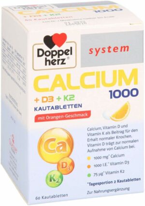 Doppelherz System Calcium 1000 + D3 + K2 60 Kautabletten