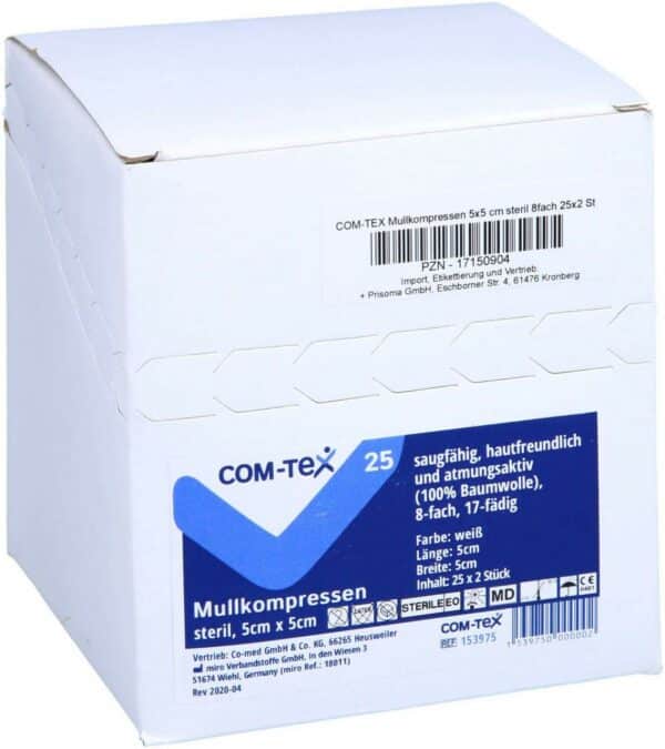 Com Tex Mullkompressen 5 X 5 cm Steril 8fach 25 X 2 Stk