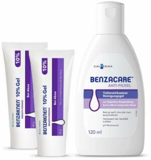 Benzaknen 10% Gel 2 x 60 g + Benzacare 120 ml tiefenwirkendes Reinigungsgel