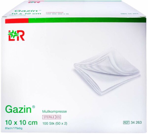 Gazin Mullkompressen 10 X 10 cm Steril 8fach 50 X 2 Stück