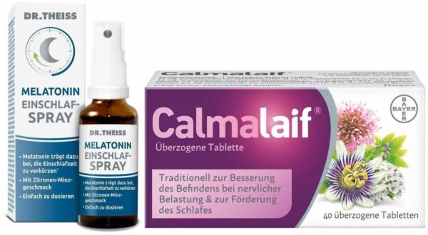 Dr. Theiss Melatonin Einschlaf-Spray 50 ml + Calmalaif 40 überzogene Tabletten