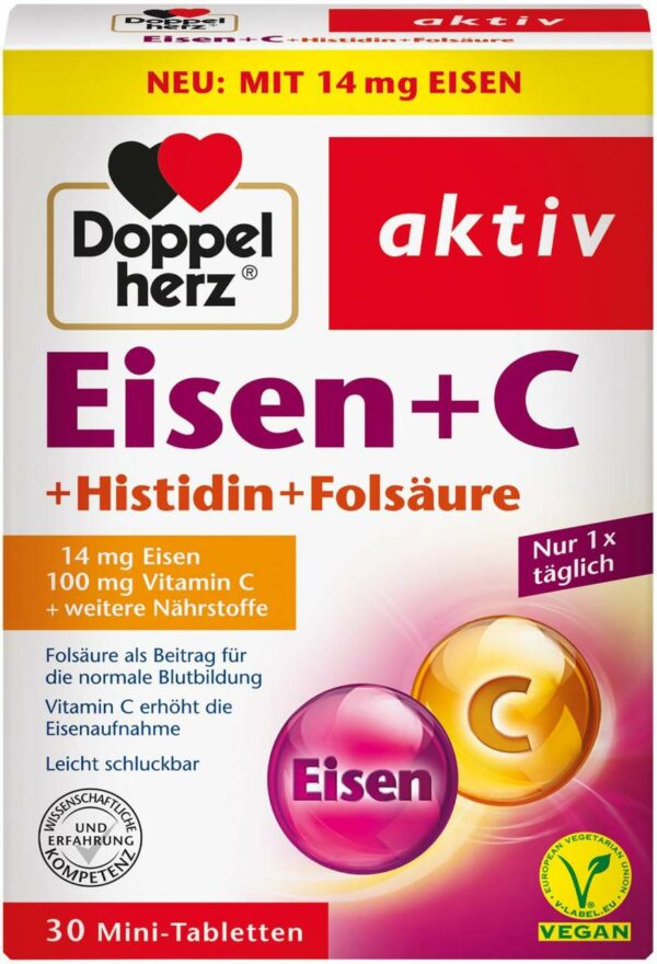 Doppelherz Eisen + Vitaminc + L-Histidin 30 Tabletten