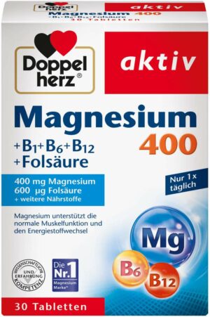 Doppelherz Magnesium 400 mg + B1 + B6 + B12 + Folsäure 30...