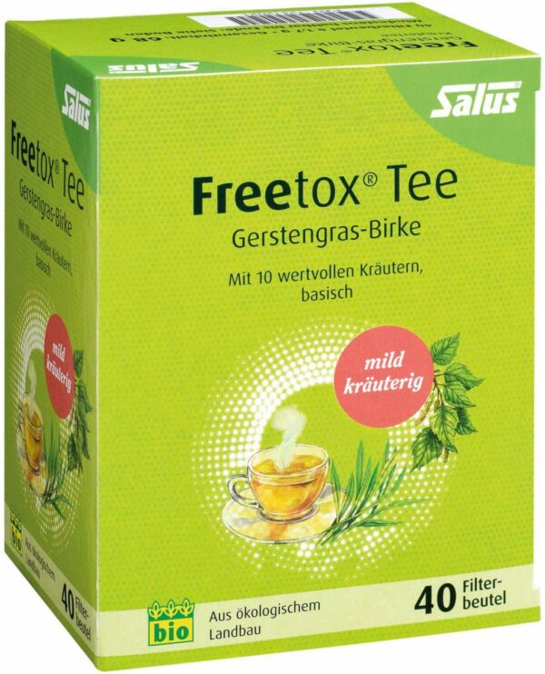 Freetox Tee Gerstengras - Birke Kräutertee Bio 40 Filterbeutel