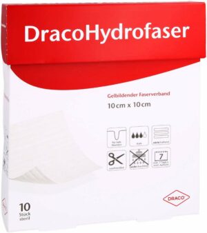 Dracohydrofaser 10 X 10 cm Gelbildender Faserverband 10 Stück