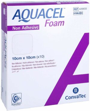 Aquacel Foam Nicht Adhäsiv 10 X 10 cm Verband 10 Stück