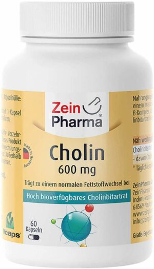 Cholin 600 mg Rein Aus Bitartrat Veg. 60 Kapseln