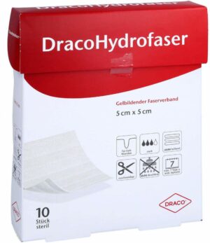 Dracohydrofaser 5 X 5 cm Gelbildender Faserverband 10 Stück