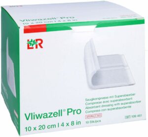 Vliwazell Pro Superabsorb. Kompr. Steril 10 X 20 cm 10 Stück