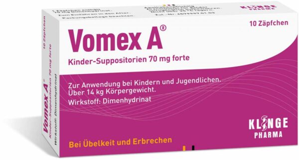 Vomex A Kinder-Suppositorien 70 mg Forte 10 Zäpfchen