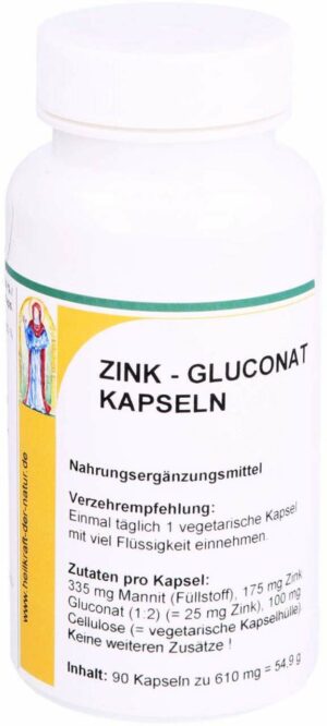 Zink 25 mg Zinkgluconat 90 Kapseln