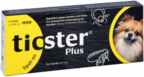 Ticster Plus Spot-On Lsg.Z.Auftropf.F.Hund Bis 4kg  6 Stk