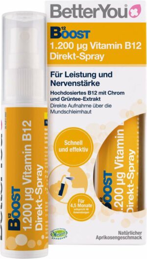 Betteryou Boost Vitamin B12 Direkt Spray Mit Aprikosengeschmack 25...