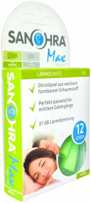 Sanohra Max Gehörschutzstöpsel F.Erwachsene 12 Stück