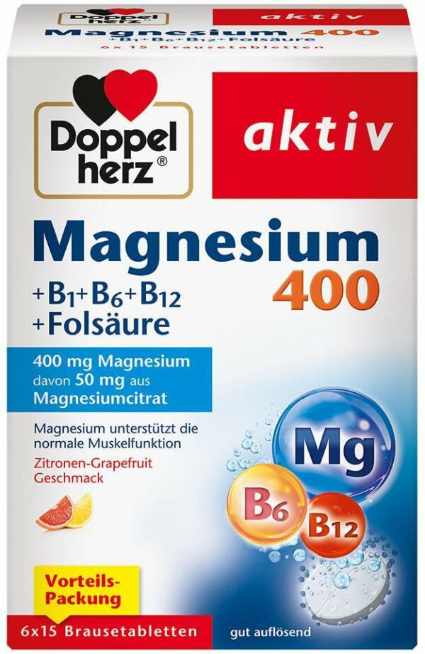 Doppelherz Magnesium 400 + B1 + B6 + B12 + Folsäure 6 X 15...