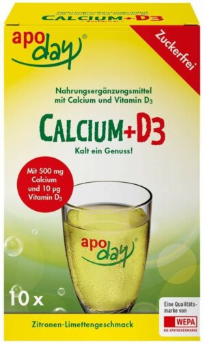Apoday Calcium + D3 Zitrone - Limette Zuckerfrei 10 X 5 G Pulver