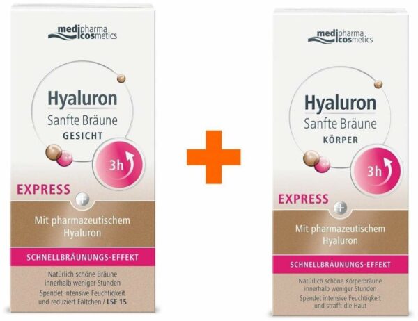 Hyaluron Sanfte Bräune Express Gesichtspflege 30 ml Creme + Hyaluron Sanfte Bräune Express Körperpflege 150 ml Creme