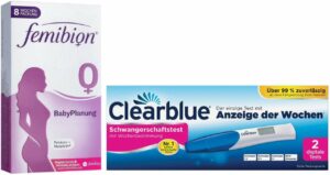 Femibion 0 Babyplanung 56 Tabletten + Clearblue Schwangerschaftstest mit Wochenbestimmung 2 Tests
