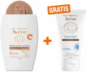 Avene Mineralisches 40 ml Sonnenfluid SPF 50+ getönt + gratis Repair - Lotion nach der Sonne 50 ml