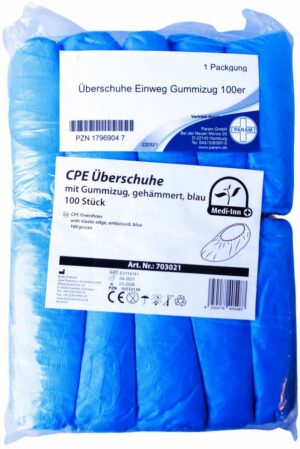 Überschuhe Einweg Cpe Mit Gummizug Blau 100 Stück