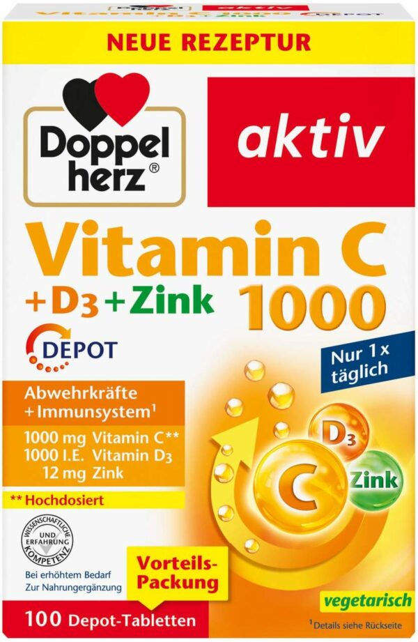Doppelherz Vitamin C 1000+d3+zink Depot 100 Tabletten