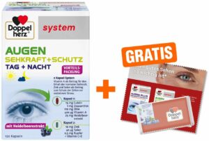 Doppelherz Augen Sehkraft+Schutz System 120 Kapseln + gratis Brillenputztuch