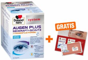 Doppelherz Augen plus Sehkraft + Schutz System Kapseln 120 Stück + gratis Brillenputztuch