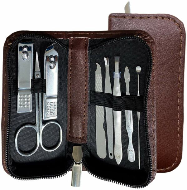 Manikür Set 9-tlg. mit Etui Braun