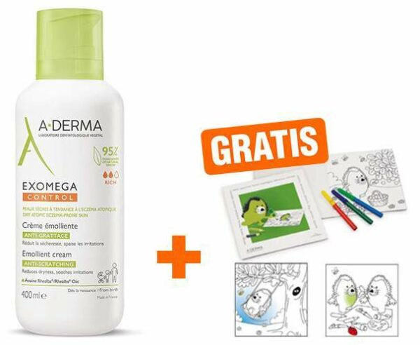 Aderma Exomega Control Creme rückfettend 400 ml + gratis Malbuch