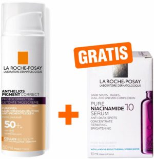 Roche Posay Anthelios Pigment Correct LSF50+ Light 50 ml Creme + gratis Niacinamide Serum 10 ml