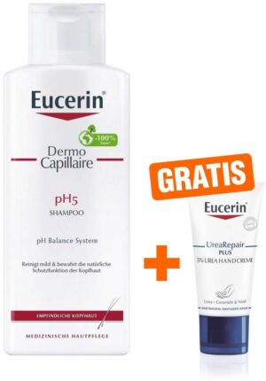 Eucerin Dermo Capillaire pH5 Shampoo 250 ml + gratis UreaRepair Plus Handcreme 5 % 30 ml