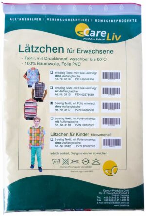 Lätzchen Erwachsene 2-Seitig Textil Mit Folie Druckknopfe