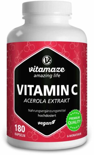 Vitamin C 160 mg Acerola Extrakt Pur Vegan 180 Kapseln